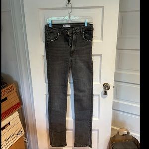 Zara Stretch Boot Leg Slit Jeans